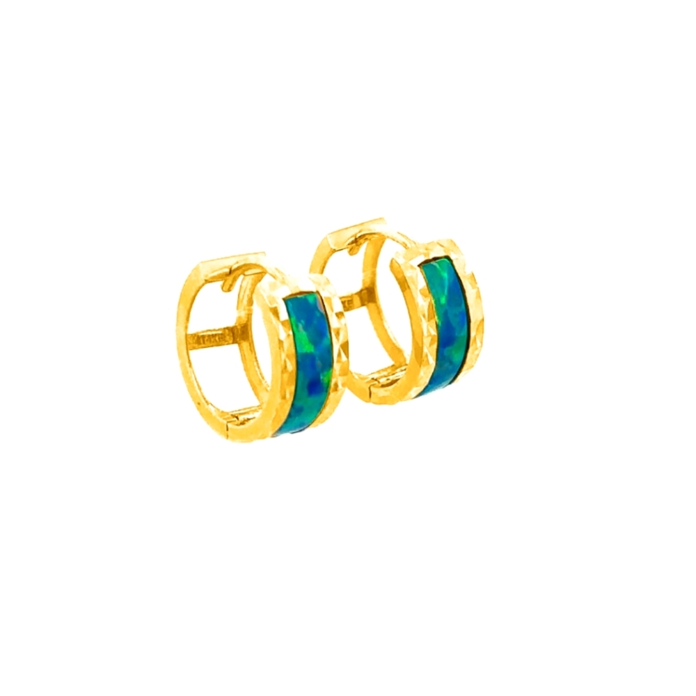Opal Hoop Earrings In 14K Yellow Gold Women Jewelry